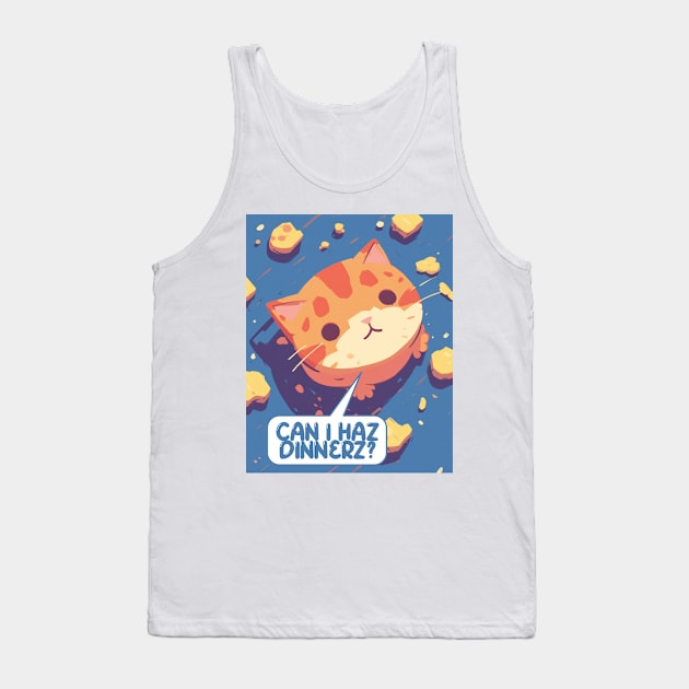 Cute Cat Dinner Design Tank Top by DustedDesigns